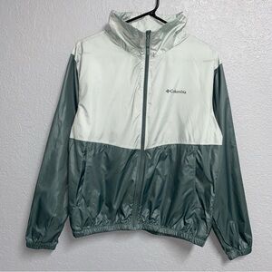 COLUMBIA Windbreaker Women’s Size Medium Two Tone Green Full Zip